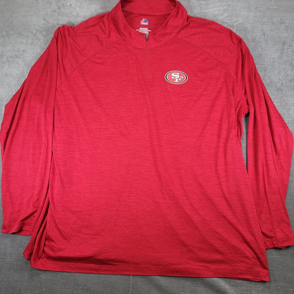 Majestic Mens San Francisco 49ers Quarter Zip Pullover‎ Red 5XL Big and Tall NFL